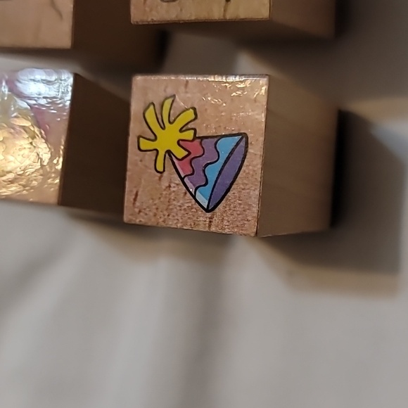 Set of 5 Mini Celebration Wooden Rubber Stamps - Picture 5 of 7